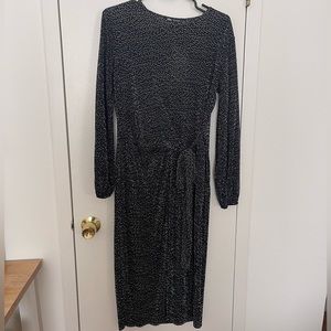 Zara Navy Front Tie Dress